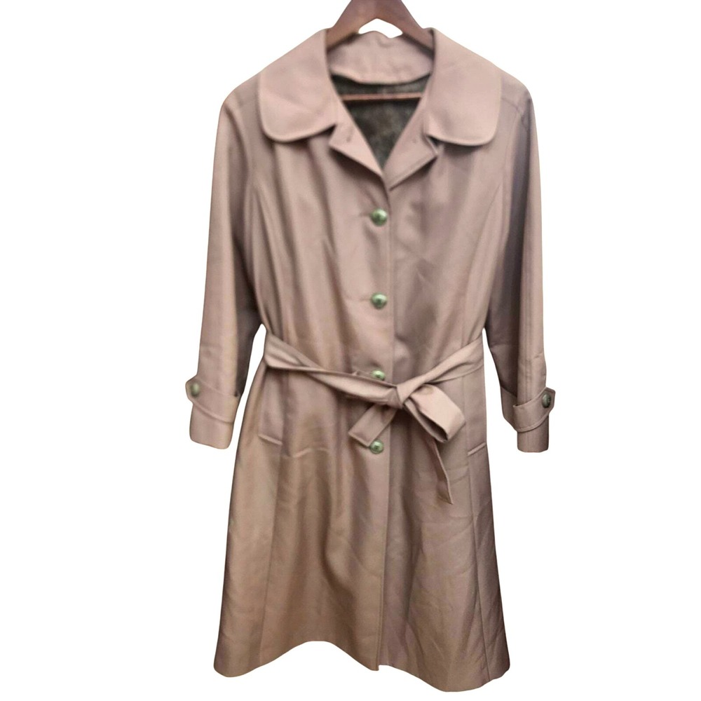 Vintage Sears Womens XL‎ Removable Ziper Lined Trench_ Taupe